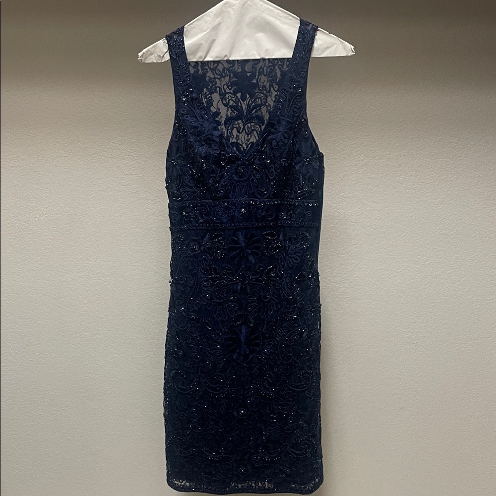 Sue Wong Navy Blue Backless Dress